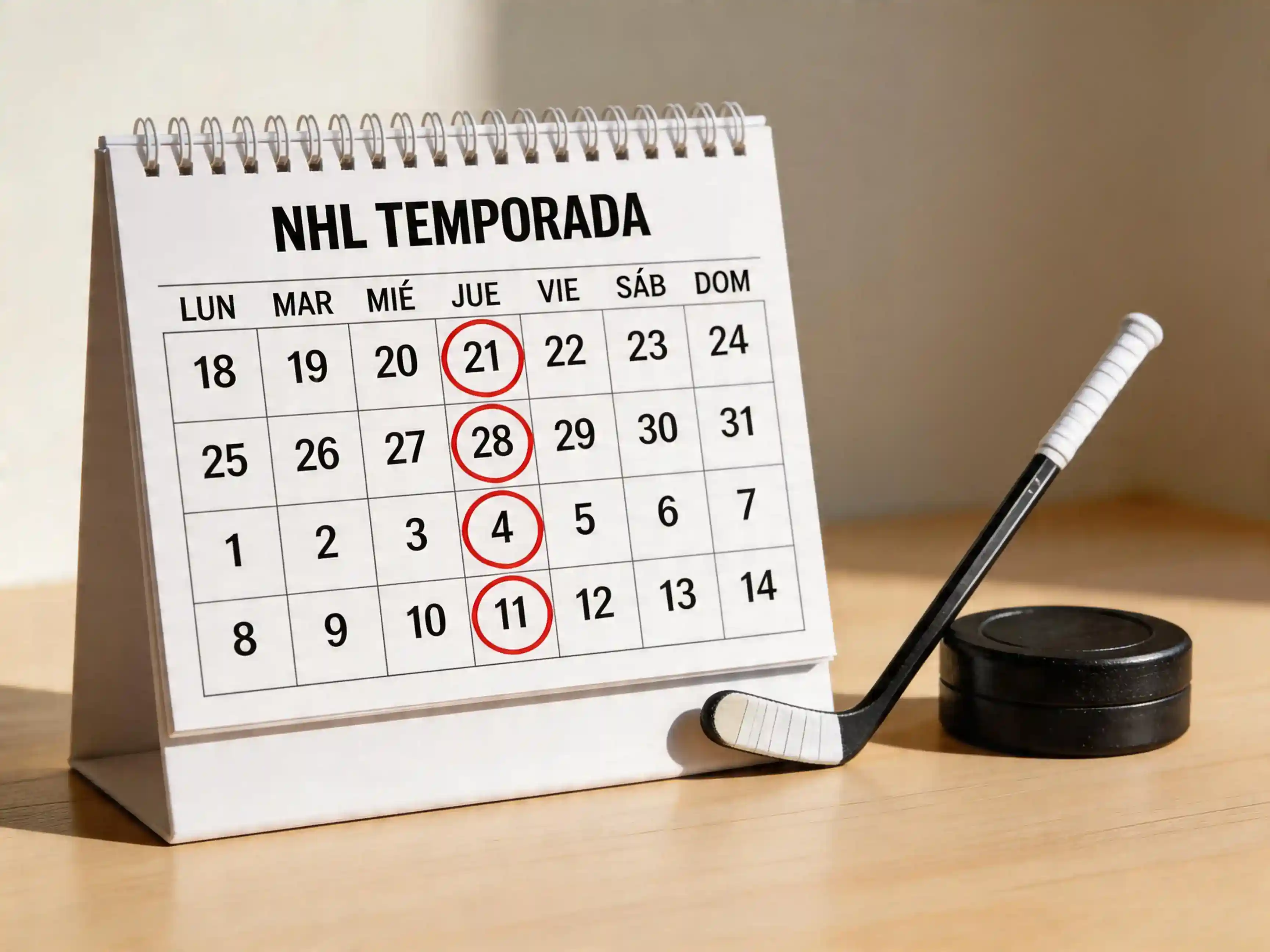 Calendario deportivo con fechas importantes de la temporada NHL