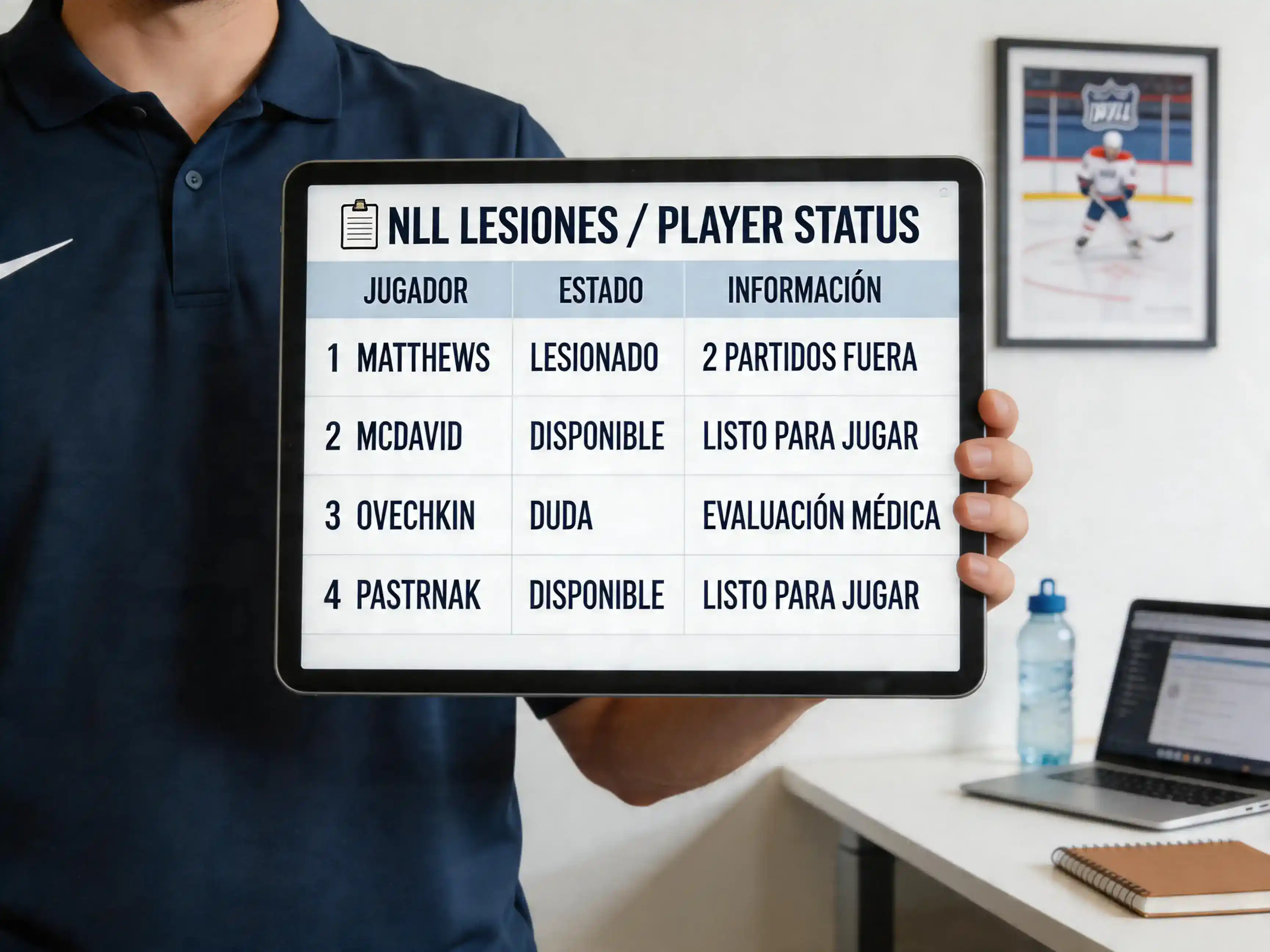 Reporte de lesiones de equipo de hockey NHL