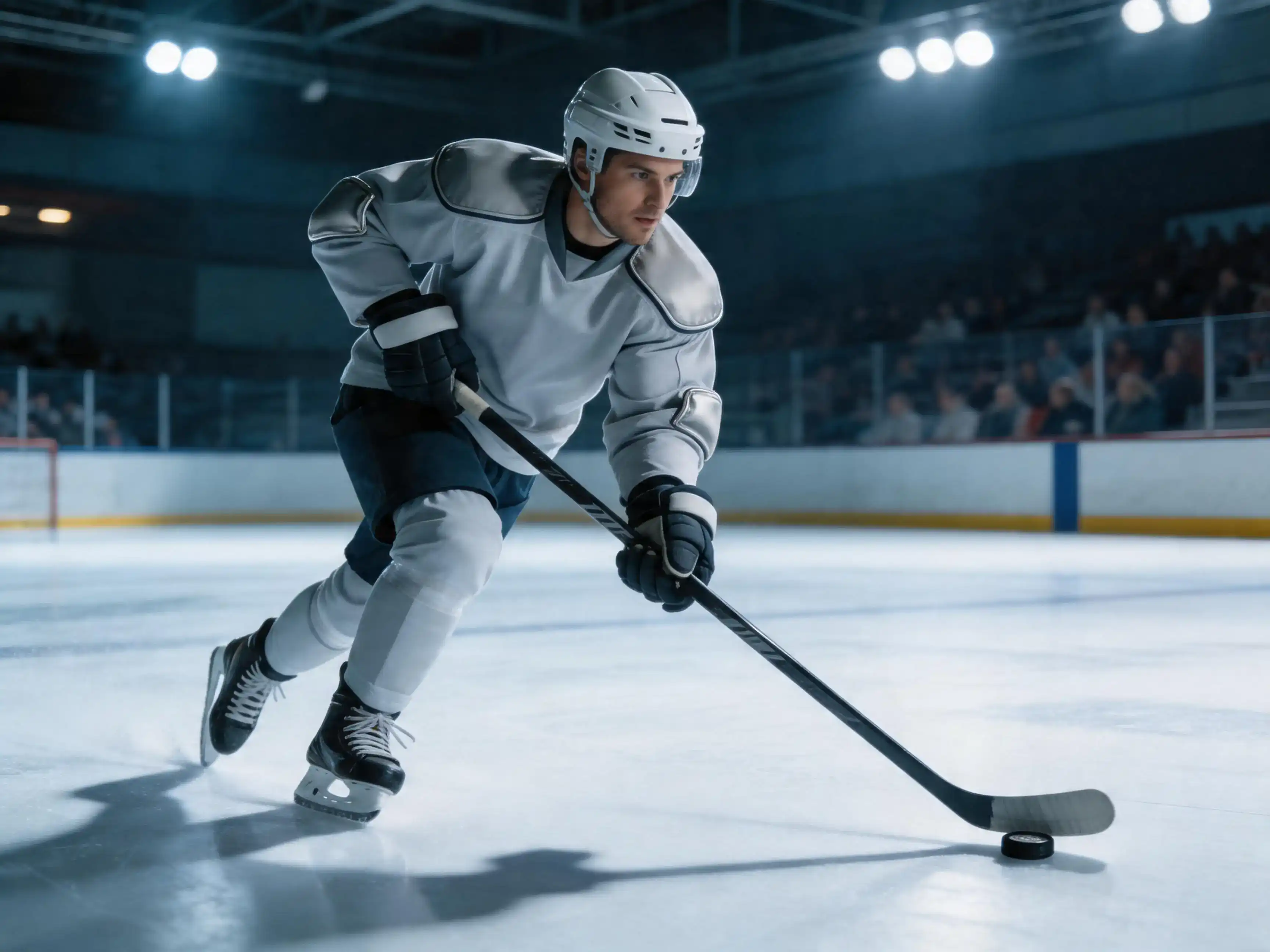 Jugador de hockey NHL en acción durante un partido